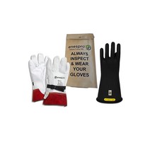 NATIONAL SAFETY APPAREL KITGC2B11 클래스 2 블랙 고무 전압 절연 장갑 키트 가죽 보호대 최대. 17000V AC/ 25500V DC KITGC211 사, Black, Size 9 (Pack of 1)