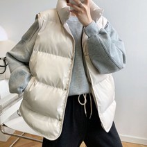 어라운드24 여성 하이넥 빵빵 웰론 솜 집업 패딩 조끼