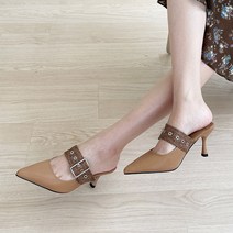 홍대언니 여성 벨트 미들힐 뮬 CB26A836-6 (7cm)