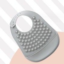 금베월드 아기 턱받이 실리콘 이유식턱받이, 그레이, 1개