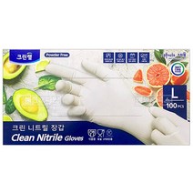 크린랩 크린 니트릴장갑 대형 (100매) 위생장갑 일회용 라텍스장갑 니트릴 요리용 일회용 크린장갑 주방 주방용품, 대(L)