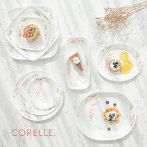 코렐 컨트리로즈 빈티지 2인 4인 6인 10인 혼밥 신혼 그릇 세트, 22사각생선접시