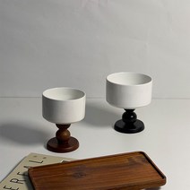 우디 세라믹 디저트 고블렛잔 예쁜컵 홈카페 감성머그 튼튼한컵, 브라운, 스몰