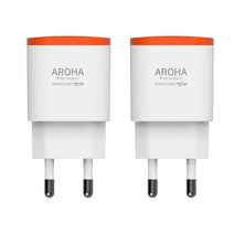 국산의힘 MADE IN KOREA 아로하 18W 고속충전기 QC 3..0/갤럭시/아이폰 호환 충전기, 화이트/오렌지, 2개