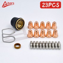 플라즈마 절단기 팁 23pcs trafimet s45 플라즈마 커터 토치 팁 노즐 및 전극 스페이서 가이드 s45 용 캡 링 소모품 유지, 한개옵션0, 한개옵션0