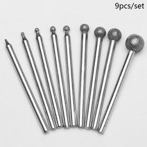 우드카빙 조각칼 9 개대 1-8mm 다이아몬드 그라인드 니들 헤드 커터 옥 조각 도구