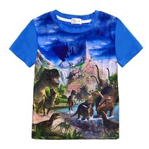 유아 남아용 셔츠 공룡 반소매 3D 티셔츠 여름 어린이 동물 그래픽 면 탑 티, 4-5T, 1# Dinosaur