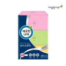 깨끗한나라 직사각 순수소프티 부드러운 미용티슈 250매 3개입