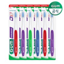 GUM 검 교정 칫솔 V-커팅 보통모 (124RD) 6개입, 단품