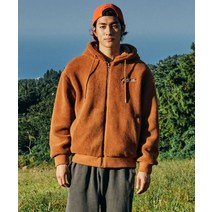 VOLCOM 로고 플리스 후드 집업 카멜