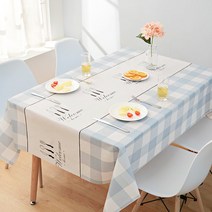 JJNB 북유럽풍 6인용 테이블 식탁보 137cm x 180cm, 브라운체크