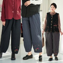 [엄마옷 로즈맘] 키싱꽃자수패딩솜바지/누빔 솜 패딩 밴딩바지 배기 누비팬츠 엄마바지 아줌마