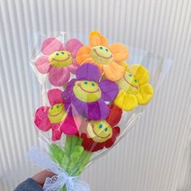 스마일 꽃 해바라기 장미 꽃다발 인형 32cm DD-11693, 옐로우