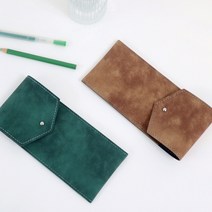 오브리즈 국내제작 1+1 가죽필통 펜케이스 펜파우치 학생 필통, 워싱_포레스트그린