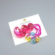 하트 투명 컷팅 방울머리끈(1쌍) 6 color 유아 여아머리끈
