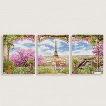 [천삼백케이] [아이러브페인팅] DIY캔버스형 3단세트 보석십자수 40x50cm 파리의풍경, 단품