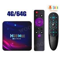 TV수신기 지상파안테나 공중파안테나 공청안테나 Woopker-H96 Max 박스 V Rockchip RK3318 안드로이드 듀얼 와이파이 2.4G/5G BT 4.0 4K HDR, 07 4G 64G Voice RC B_04 Au 플러그