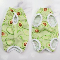 고양이 봄옷 강아지봄옷 아기고양이 중형견 여름 스핑크스고양이 애견의류 애견 특이한 티셔츠 소형견 냐옹이 이유식 소송 귀여운 강아지 점프 슈트 안티 릭 복구 참존복 수술 후 인쇄, Avocado Pattern+S