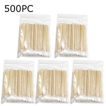 우드스틱 500PC 일회용 마이크로 목화 면봉 손톱 메이크업 귀 청소 스틱 화장품 싹 팁 속눈썹 연장 도구, 02 02