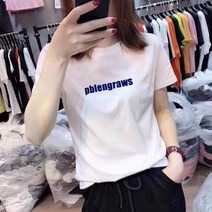 DFMEI.반팔 티 남 여 커플 루즈핏 티셔츠 여름 라운드 프린트상의 5부 소매