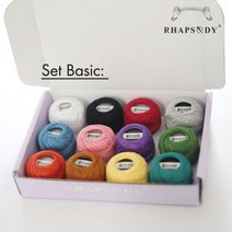더블 머서라이즈 이집트 롱 스테이플 코튼 진주 자수 실 공 바느질 5 그램 사이즈 8 세트당 12 색, 12pcs Basic Set
