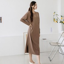 긴팔 롱원피스 봄 가을 블랙 루즈핏 빅사이즈 무지 홈웨어 데일리룩 HE086