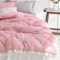 선염 세미마이크로 차렵이불 퀸 포근한 로맨틱 플라워 가장자리 겹프릴 부드러운 신혼 이부자리