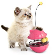 재미 있은 고양이 장난감 애완 동물 느린 누출 음식 공 고양이 교육 텀블러 장난감 음식 디스펜서 IQ 교육, 02 red, [02] 빨간