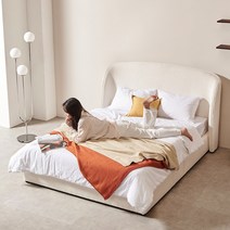 아로미가구 스테이 패브릭 침대+협탁, 스테이침대_라지킹+협탁, 조야패브릭, 오트아이보리