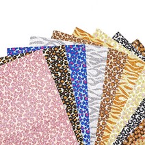 [만꾸] 반짝이 호피무늬 원단 스티커(10종) 크리스마스 겨울 만들기 재료