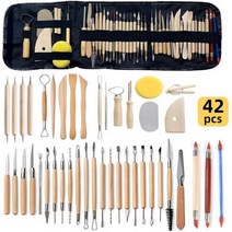 도예 조소 도자기 점토 도구 피스 키트 세라믹 왁스 모델링 세트, 42 Pcs with Bag