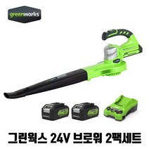 그린웍스 24V 전기 충전 전동 송풍기 브로워 무선 충전식 조용한 낙엽 청소 제설, 세트2. 브로워+배터리2개+충전기