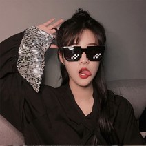 픽셀 선글라스 8비트 갱스터 도트 모자이크 떠그라이프 인싸템 인싸아이템 특이한 색안경 큰테블랙