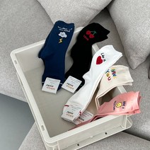 선물용 여성 스마일 체리 포인트 장목 패션 양말 선물포장