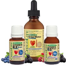 ChildLife Essentials 유기농 베이비 번들 - 비타민 D3 천연 베리 액체 비타민 K2 천연 베리 액체 그리프 워터 - USDA 인증 유기농 천연 완화 - 아기 및 유아용
