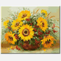 (물감2배) 모모픽스 DIY명화그리기 해바라기 바구니 40x50cm 복을부르는 꽃그림 따라그리기 유화그리기 행운 돈복