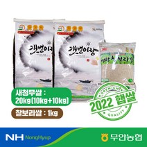 기타 2022 농협 갯벌이랑 새청무쌀 10kg*2포+찰보리쌀 1kg, 1
