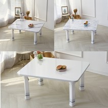 아소르띠 디오 국산 접이식 4단 높이조절 좌식 테이블 식탁 거실 소파 커피 좌탁 마블 밥상, 퍼펙트화이트