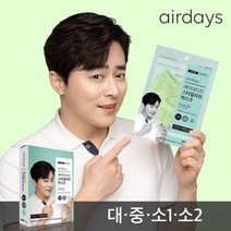 에어데이즈 스타일리쉬 KF94 마스크 새부리형 10매 연한청록색 / 대형 중형 소형1 소형2, 대형 (연한청록색) 10매