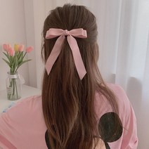 뒤통수볼륨 집게핀 삔 여성웨어 리본핀 라운딩룩 헬로버디 롱핀 골프 반묶음 왕리본 헤어소품 머리핀 바나나핀, 3-골프리본핀-핑크