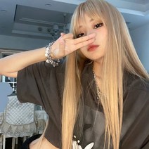 긴 생머리 가발 긴머리 통가발 자연스러운가발 롱가발 긴머리가발 여성통가발 생머리가발 앞머리 있는 통가, 다크브라운