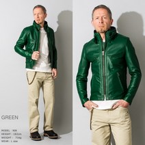 Liugoo Leathers 명품가죽 보아 하이 넥 싱글 라이더 남성 재킷 WNG01A, 그린