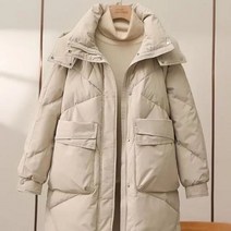 롱 패딩 겨울 여성 다운 후드 자켓 블랙