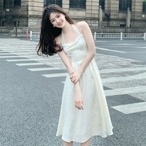 동남아원피스 해외여행여름옷 프랑스 슈퍼 요정 첫사랑 서스펜더 드레스 기질 매달려 목