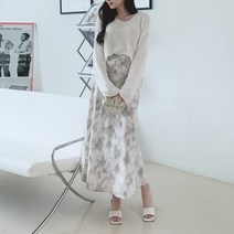 봄 여름 가을 뒷밴딩 옆지퍼 40대 미시 엄마옷 출근룩 등원룩 타이다이 물나염 머메이드 쉬폰 롱 스커트