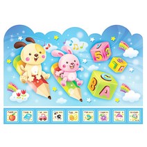 조인컴퍼니 어린이집 유치원 대형 데코 창문 스티커 홈인테리어시트지 시트지 꾸미기지 유리창 꾸미기, 래*큐동펴쾡/알파벳친구들1GXL-508