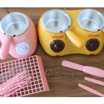 퐁듀기 녹이는기계 치즈퐁듀만드는법 치즈퐁듀기기, 더블 헤드 초콜릿 용광로(노란색)