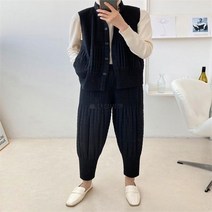 [다잇템] 여성 단추 베스트 팬츠 하렘 조거 퀼팅 세트