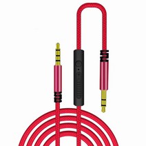 오디오 케이블 3.5mm 잭 스피커 라인 Aux 남성 마이크 볼륨 컨트롤 아이폰에 대 한 삼성 헤드폰 자동차, 02 빨간_01 1.2 메터