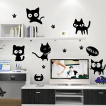 AY6055 Hello 고양이 포인트 스티커 벽지